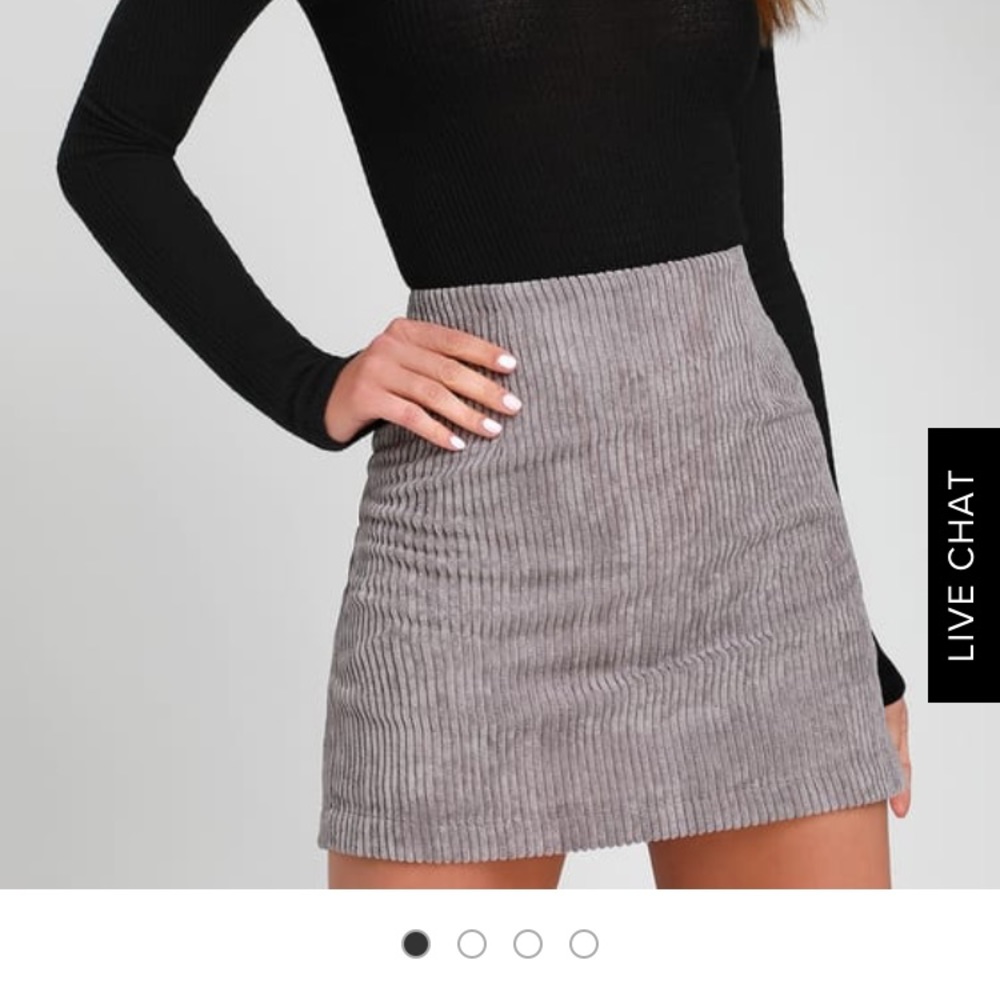 Lulu’s High Class Light Grey Corduroy Mini Skirt